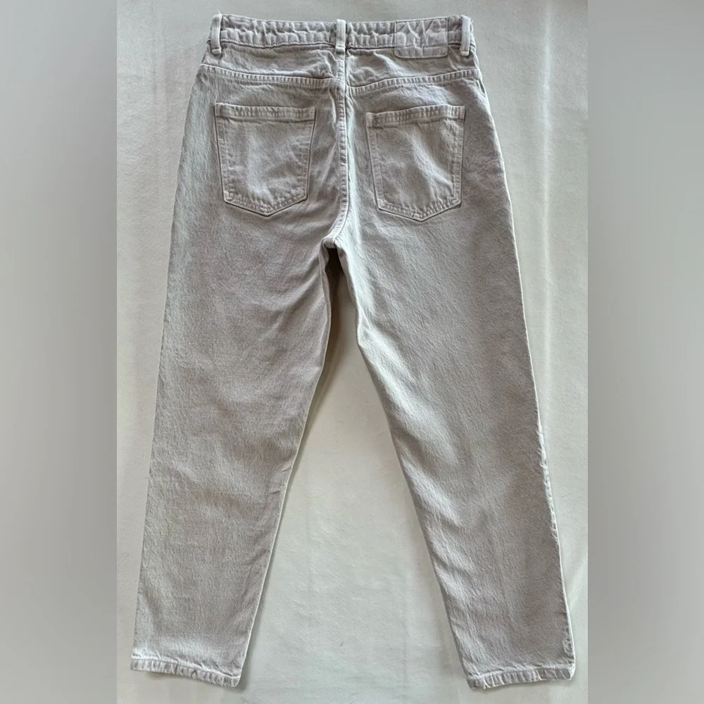Zara Women's Cream High Rise 100% Cotton Jeans (8) - Picture 4 of 16